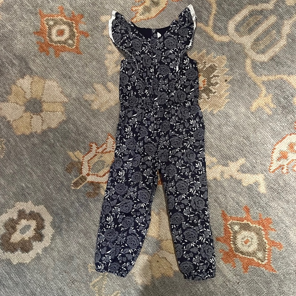 Janie and Jack girls one piece romper- navy and white- pristine condition